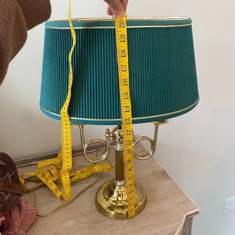 Vintage Brass Alsy French Horn Lamp With Original Shade